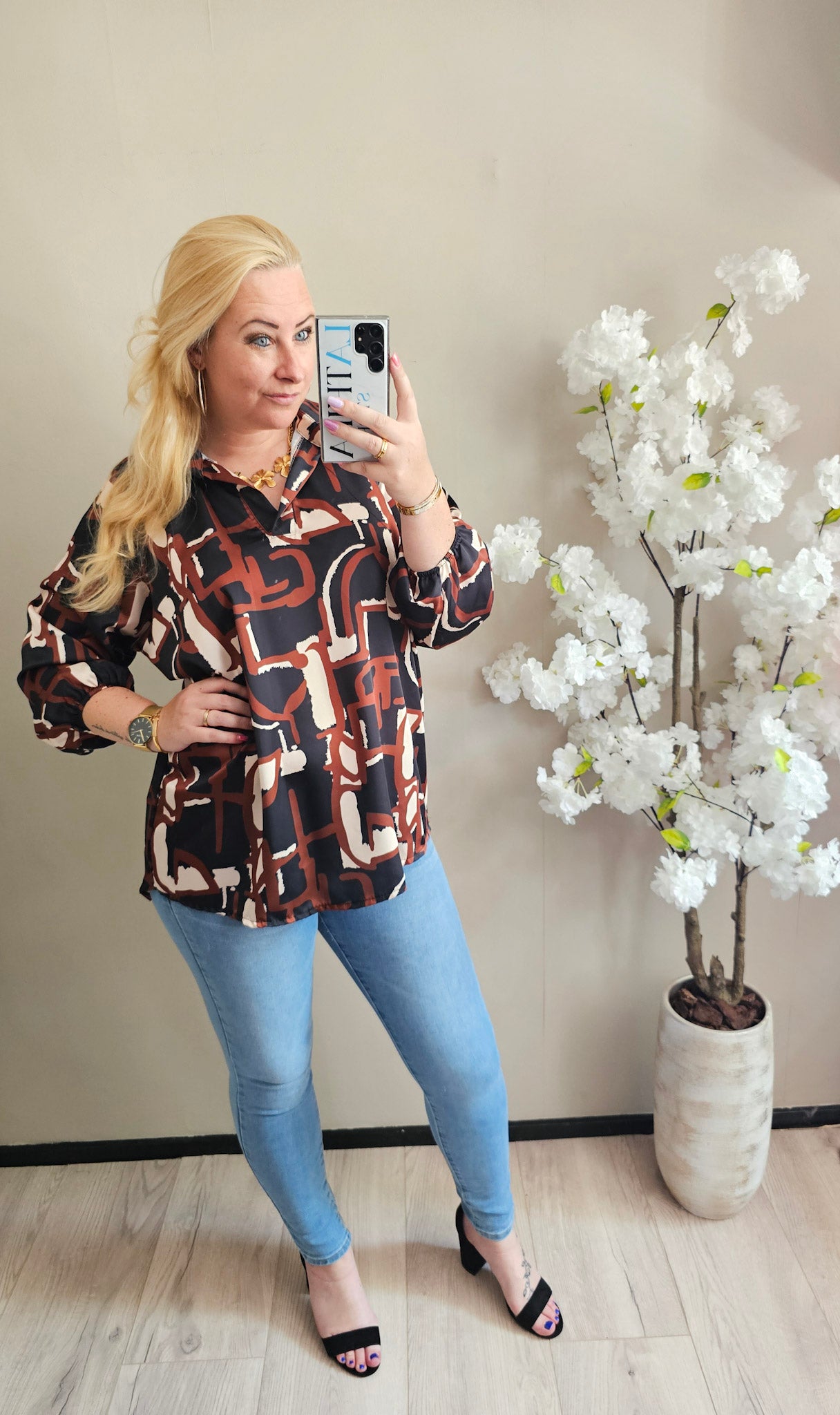 BLOUSE SATIN PRINT | BRUIN