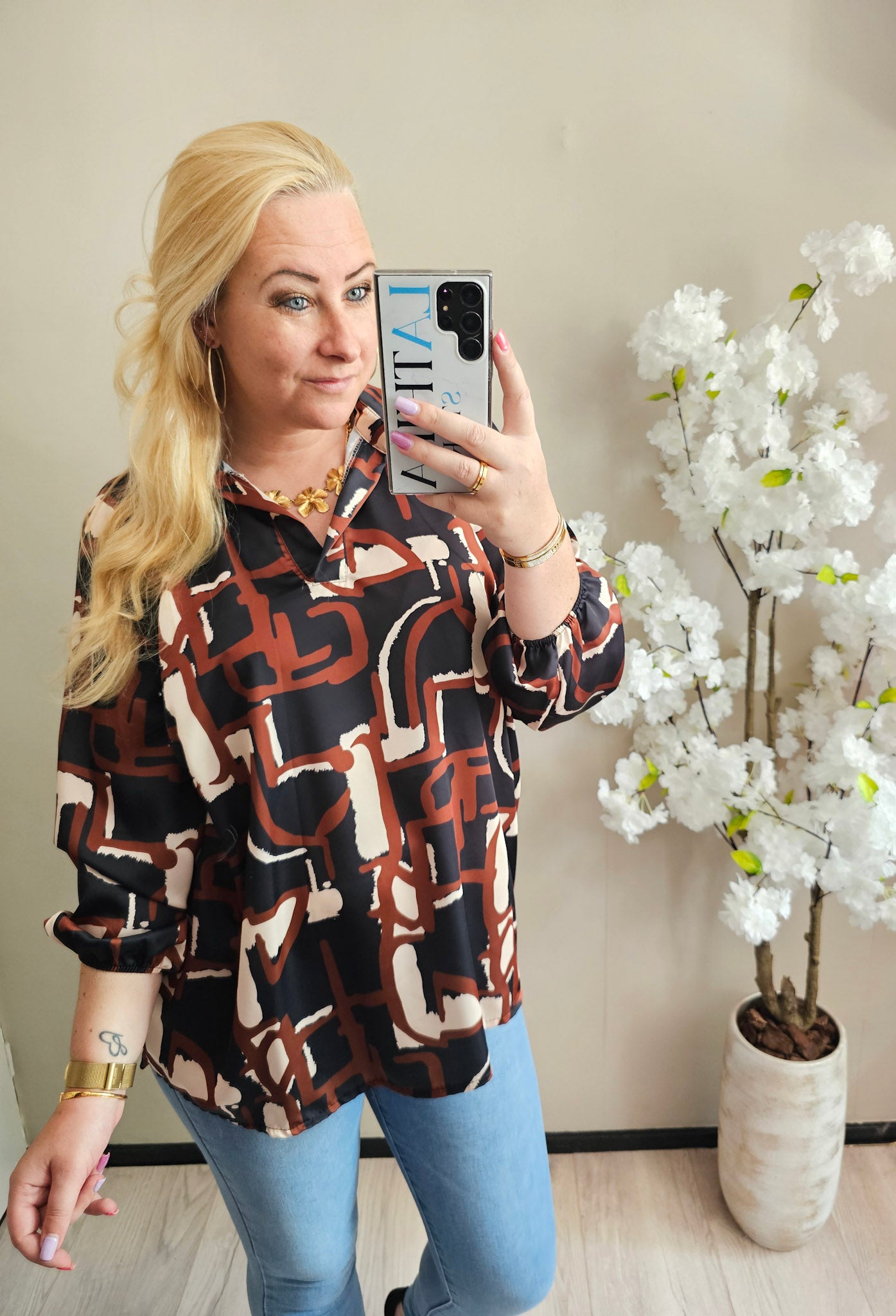 BLOUSE SATIN PRINT | BRUIN