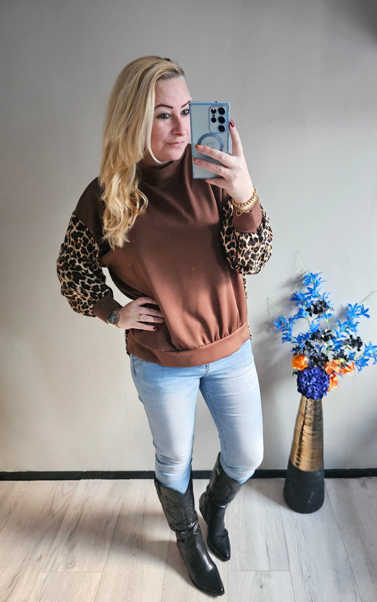 LEOPARD TWIST TRUI | ROESTBRUIN