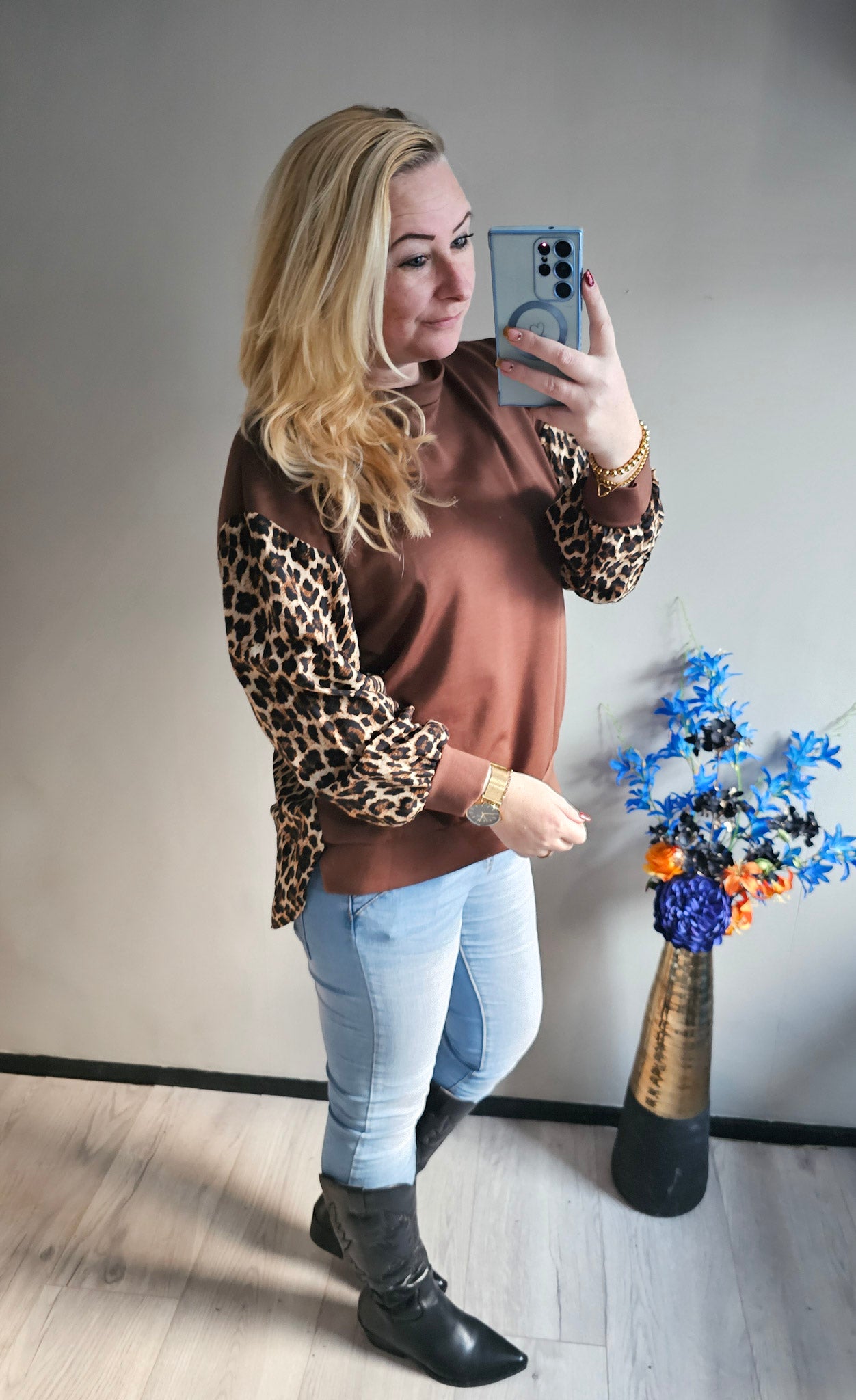 LEOPARD TWIST TRUI | ROESTBRUIN