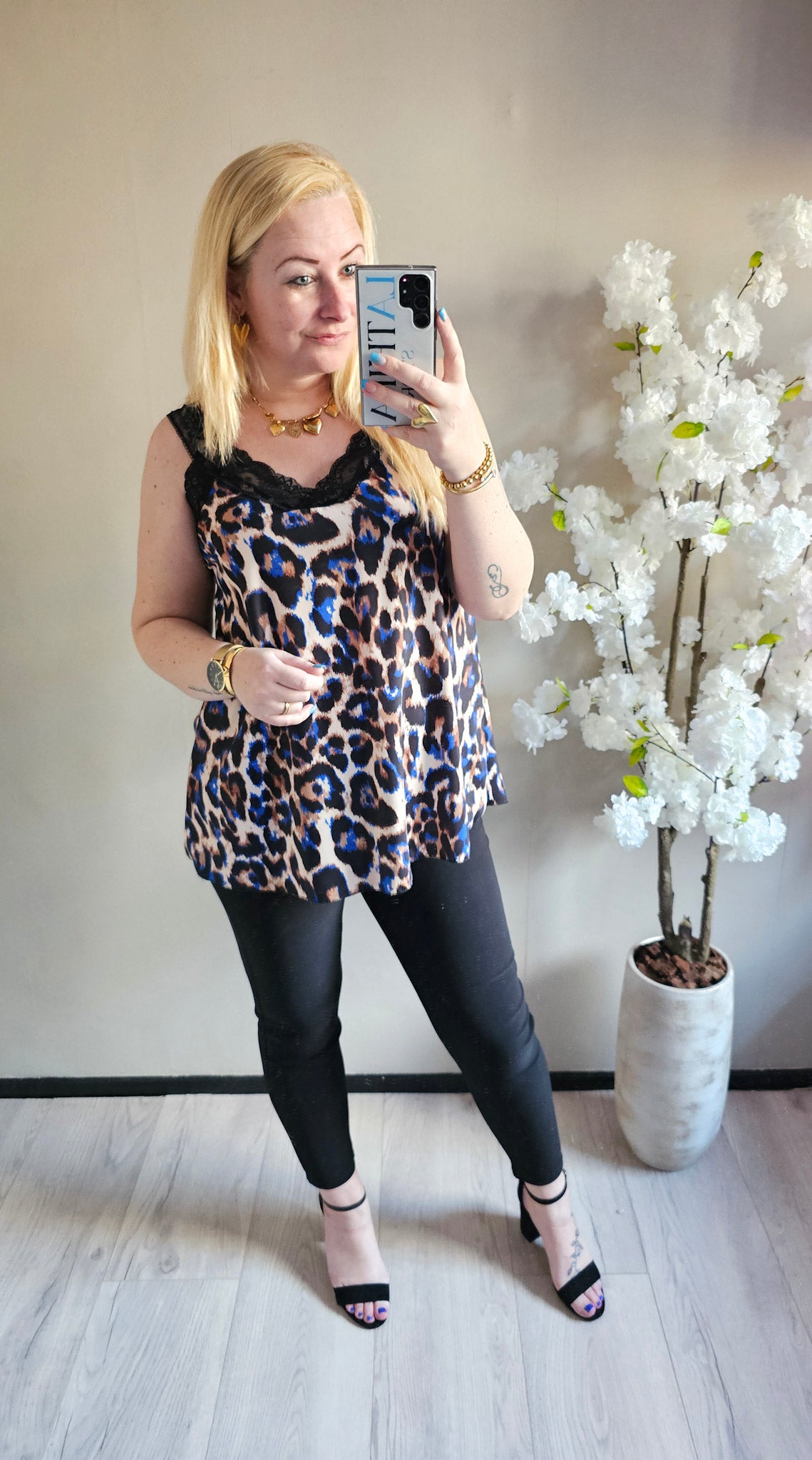 NINA TOP LEOPARD | BLAUW