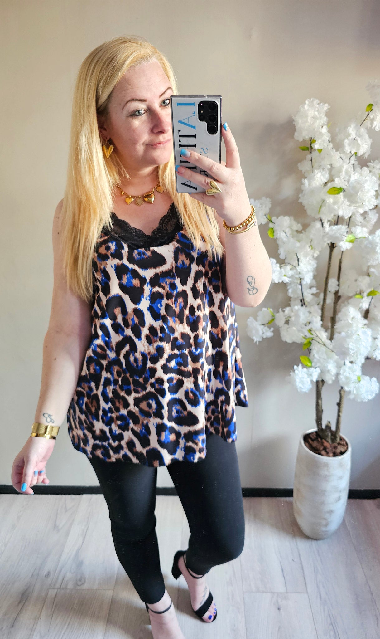 NINA TOP LEOPARD | BLAUW