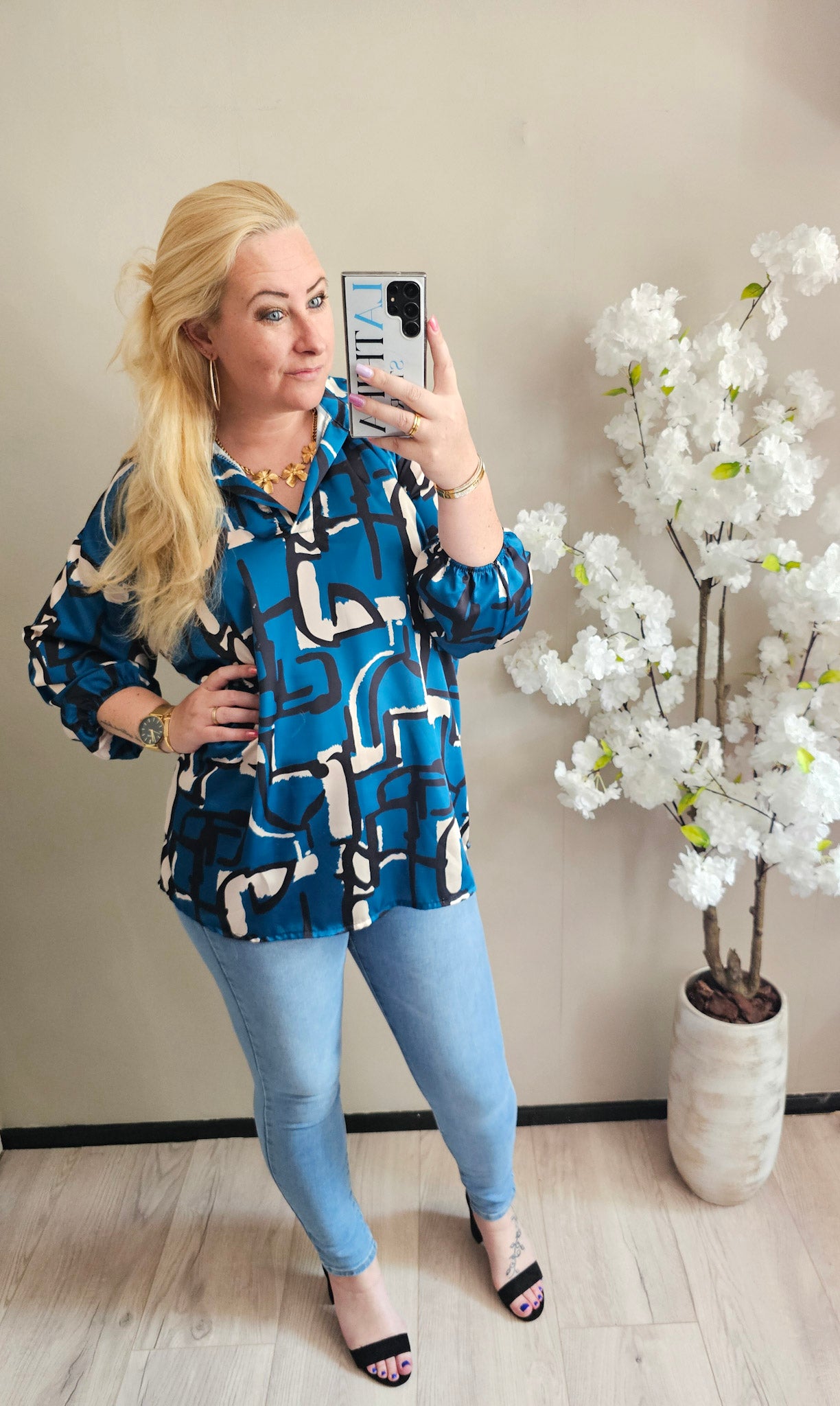 BLOUSE SATIN PRINT | PETROL