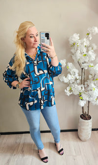 BLOUSE SATIN PRINT | PETROL