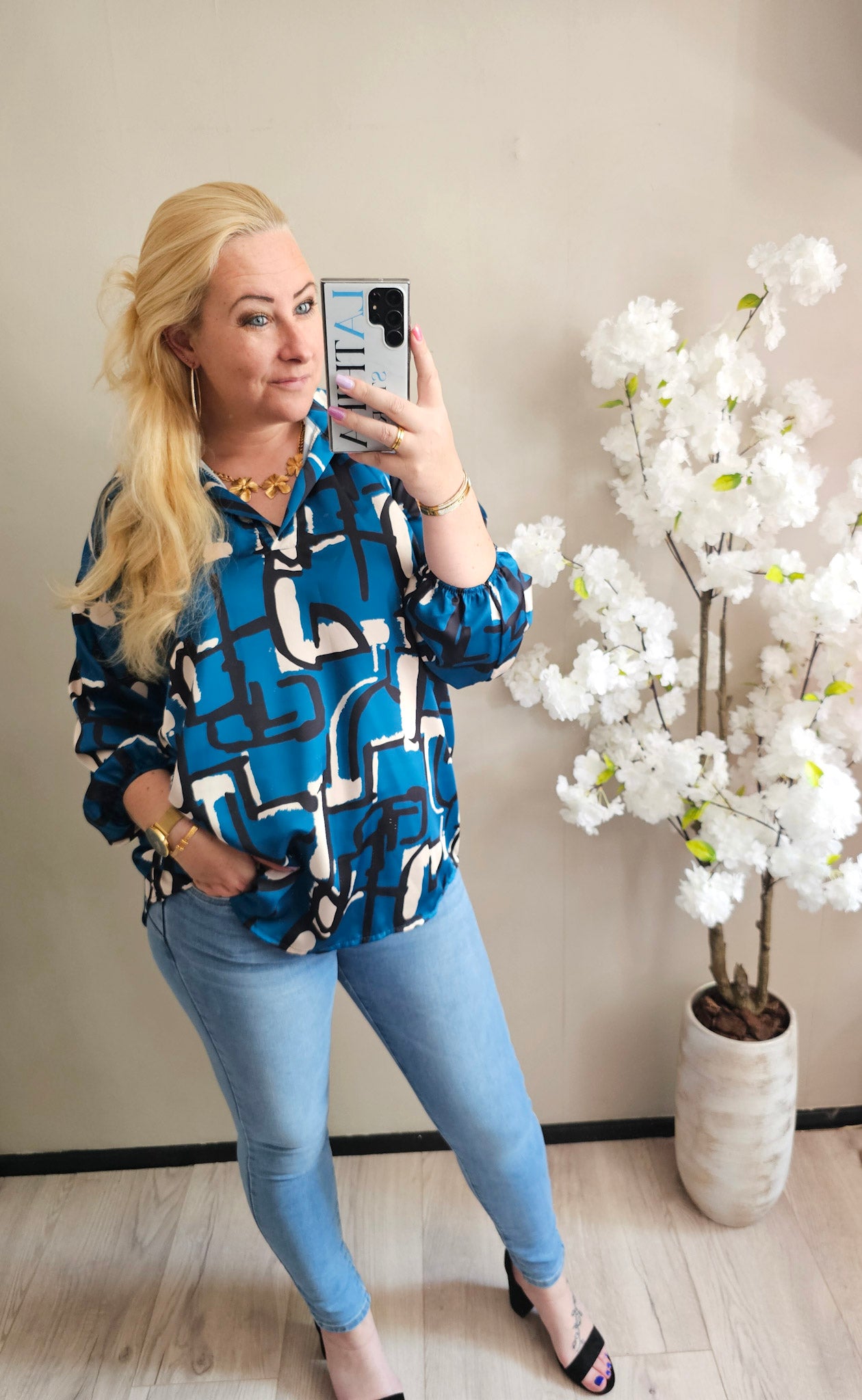 BLOUSE SATIN PRINT | PETROL