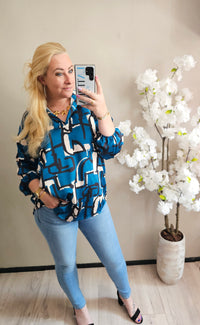BLOUSE SATIN PRINT | PETROL