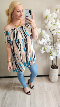 Off the shoulder ruffle top | beige
