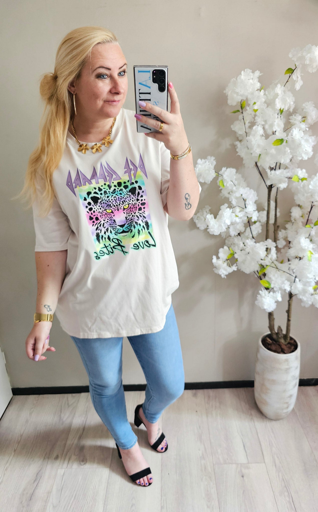 t-shirt leopard wild | creme