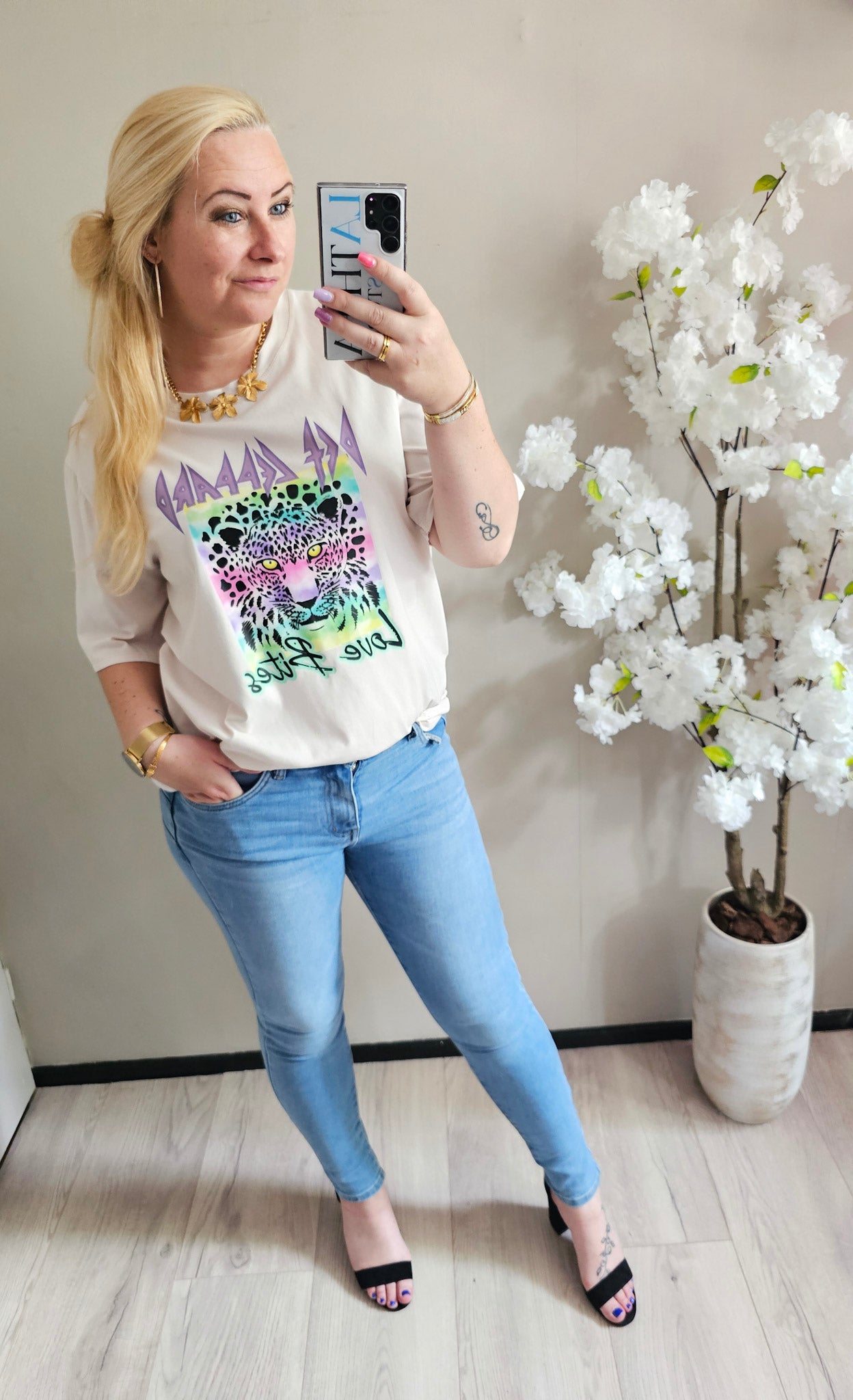 t-shirt leopard wild | creme