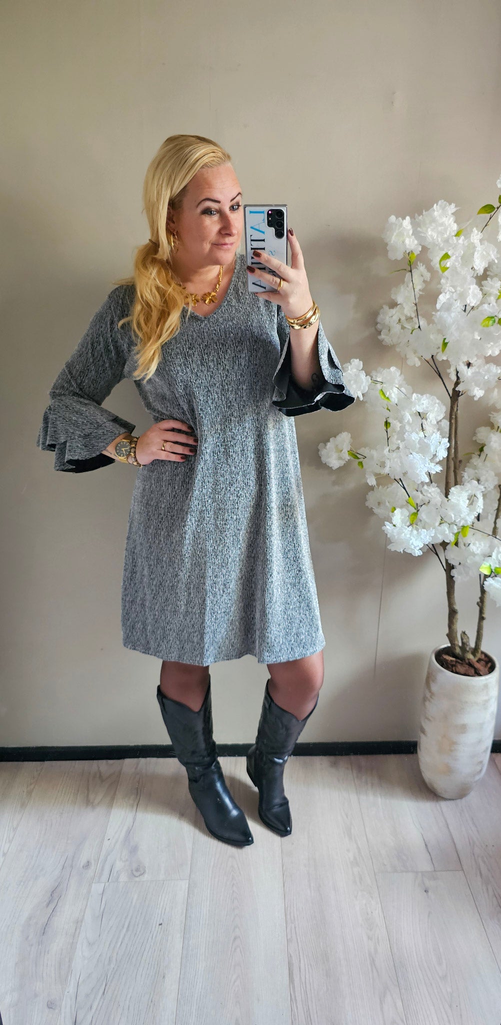 SPARKLE RUFFLE DRESS | ZILVER