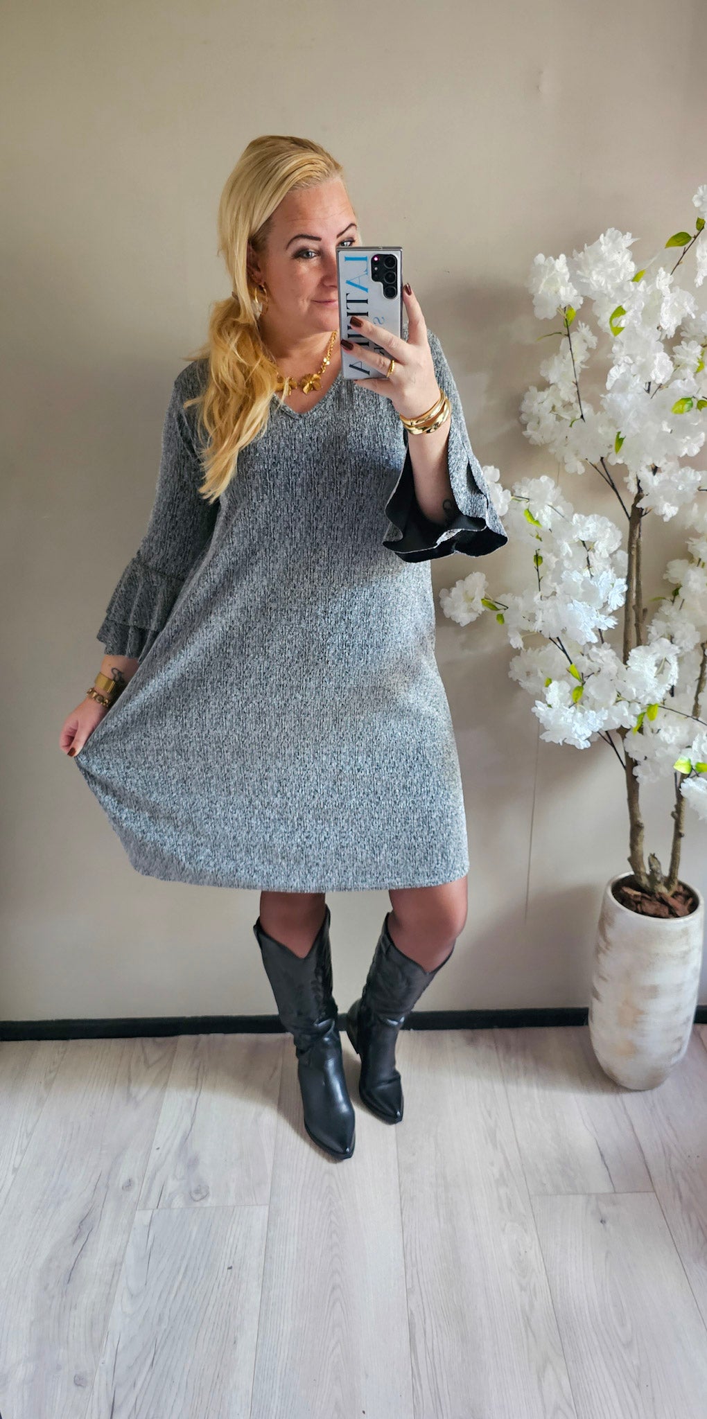 SPARKLE RUFFLE DRESS | ZILVER