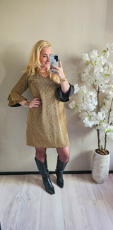 SPARKLE RUFFLE DRESS | GOUD