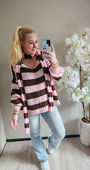 GEBREIDE TRUI STRIPE MET SJAAL