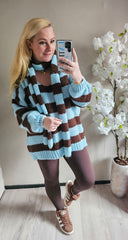 GEBREIDE TRUI STRIPE MET SJAAL