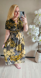 MAXI MAGIC JURK FLOWER | GEEL