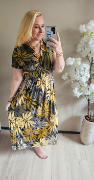 MAXI MAGIC JURK FLOWER | GEEL