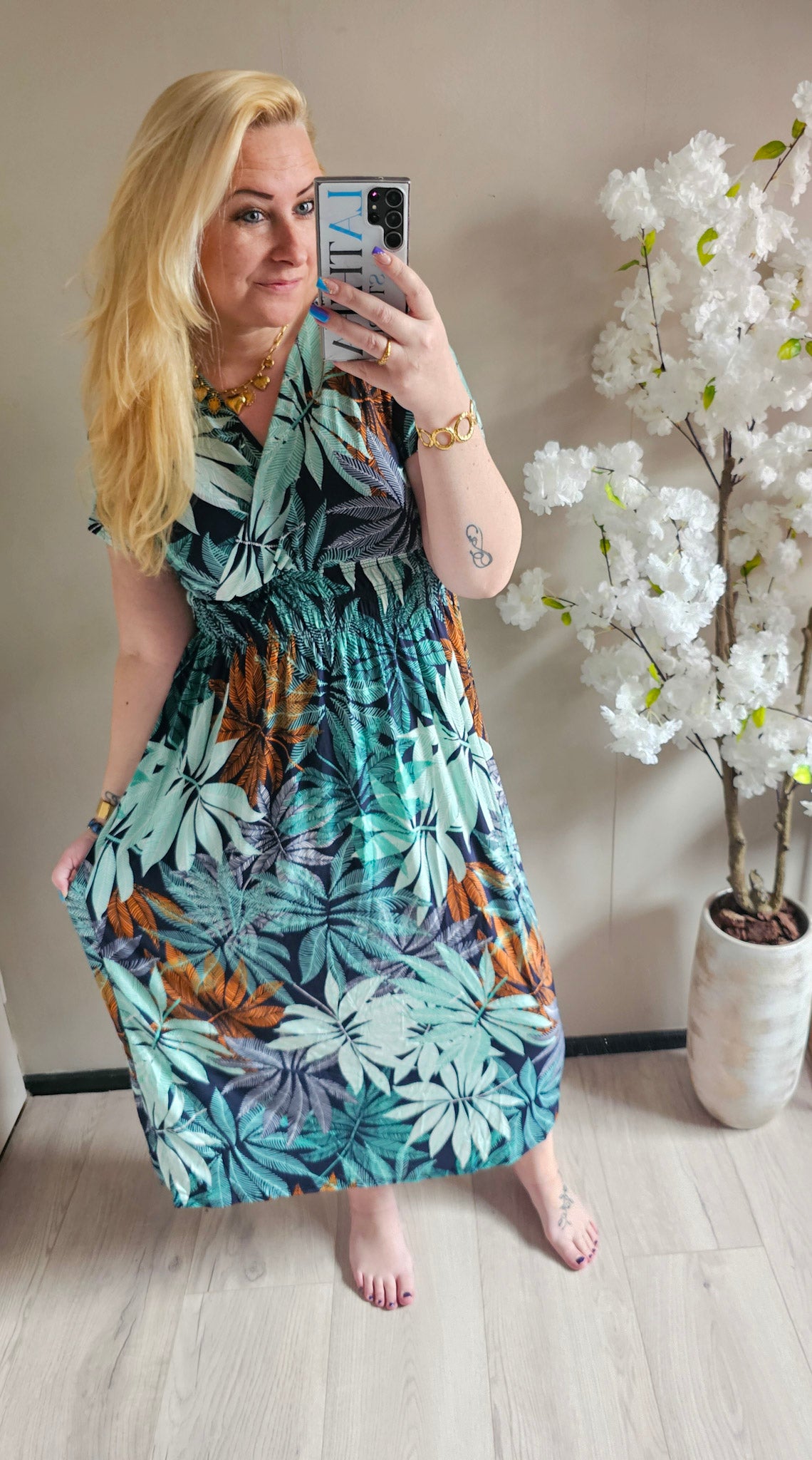 MAXI MAGIC JURK FLOWER | MINT