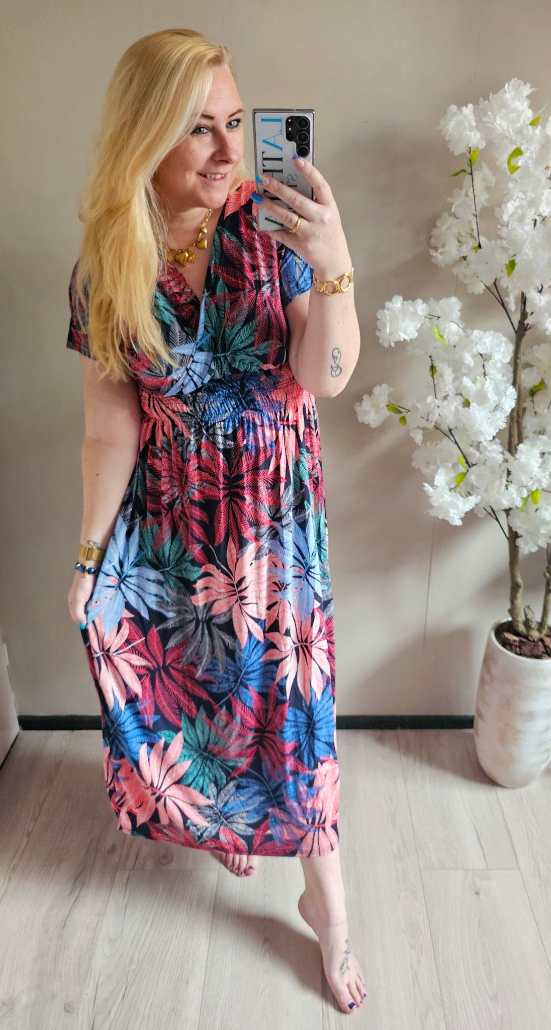 MAXI MAGIC JURK FLOWER | FUCHSIA