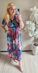 MAXI MAGIC JURK FLOWER | FUCHSIA