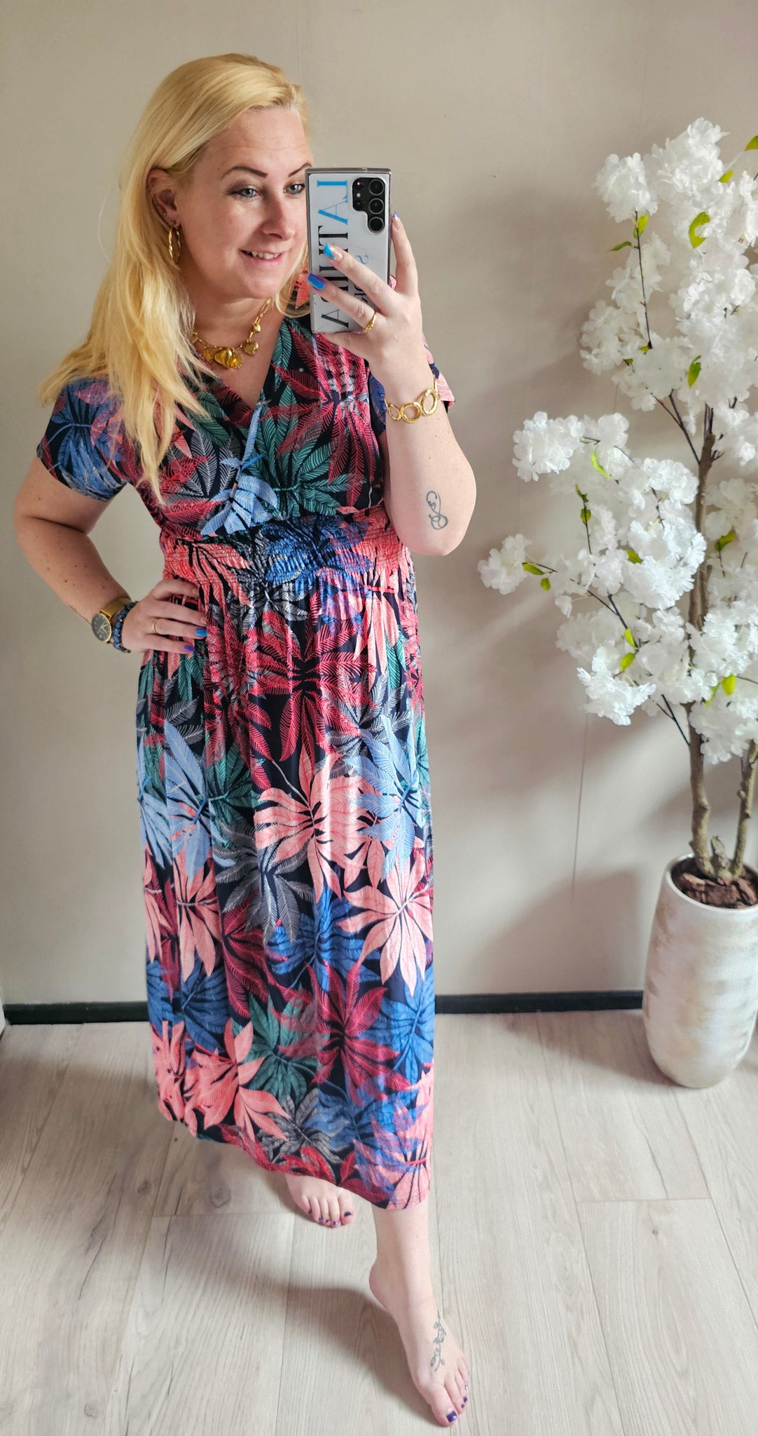 MAXI MAGIC JURK FLOWER | FUCHSIA