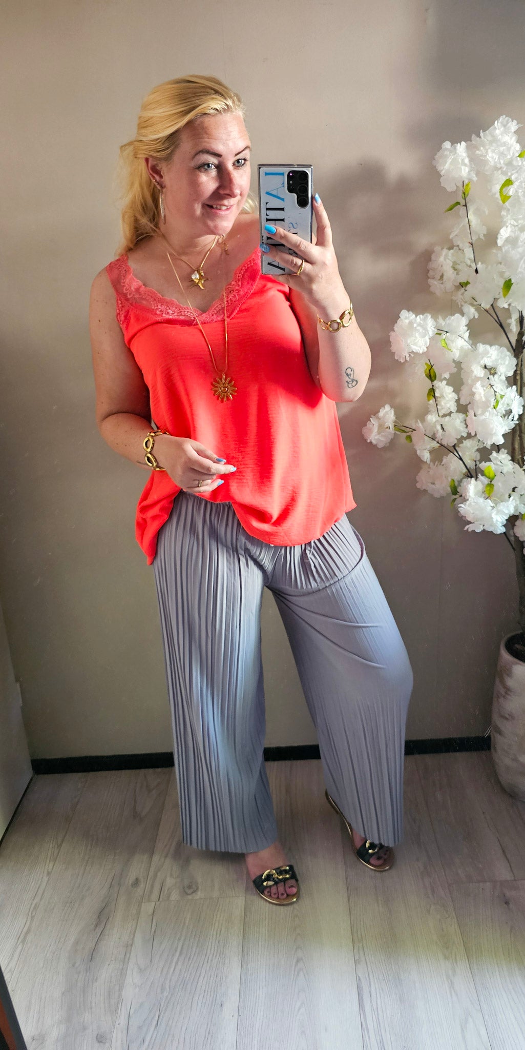 PLISSE BROEK | GRIJS