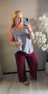 PLISSE BROEK | BORDEAU