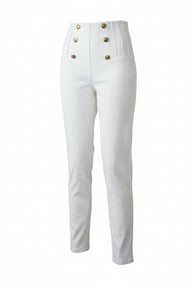 BUTTON COMFY BROEK | WIT