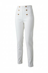 BUTTON COMFY BROEK | WIT