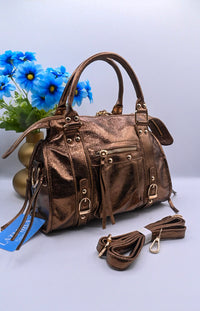 LUNA HANDTAS SMALL METALIC | BRONS