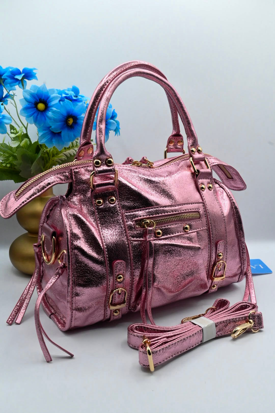 LUNA HANDTAS SMALL METALIC | ROZE
