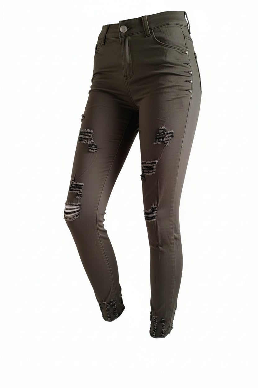 MISS RJ HIGH WAIST | DAMAGED GREEN YH2634