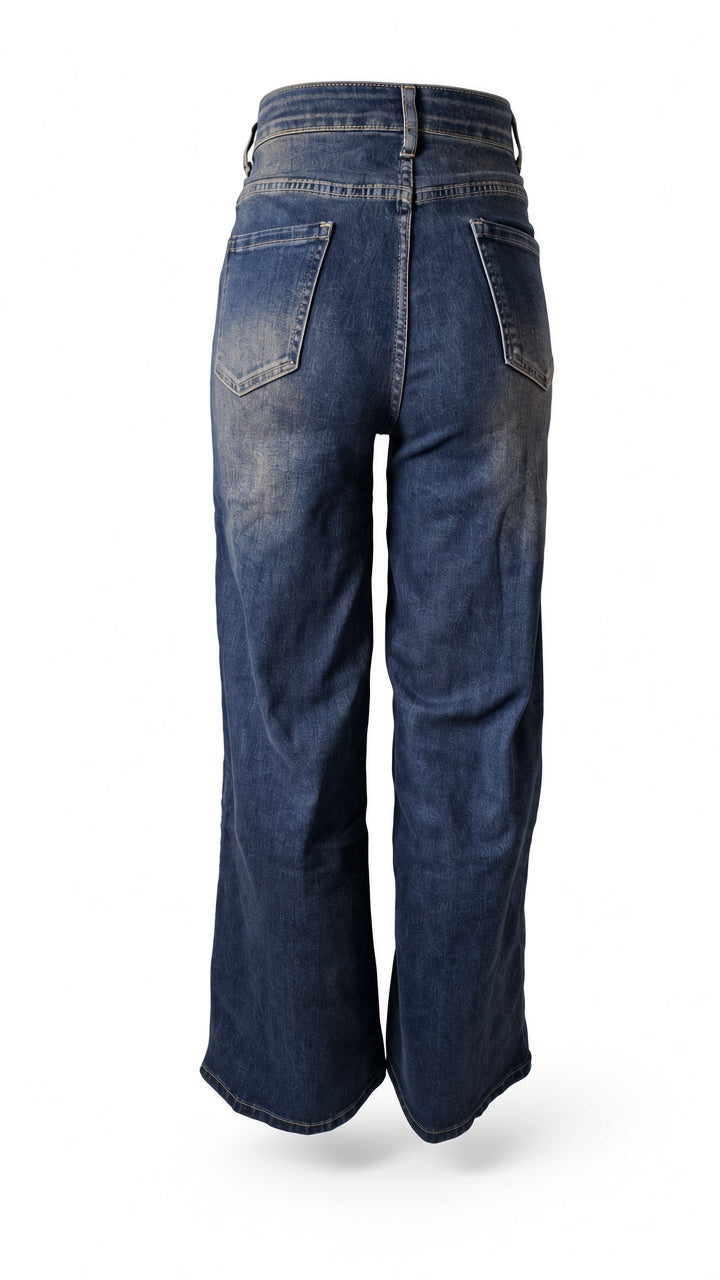 JEANS MET BRUINE WASSING WIDE LEG | REDBERRY SKA-07229