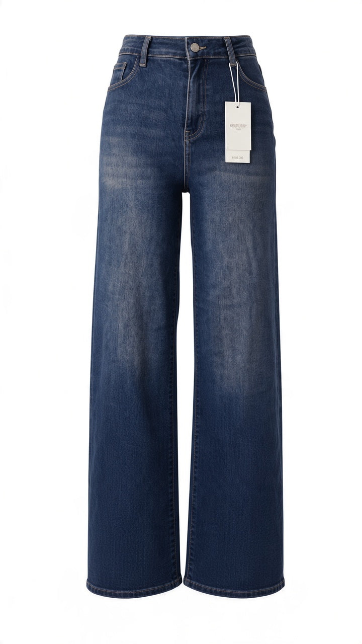 JEANS MET BRUINE WASSING WIDE LEG | REDBERRY SKA-07229