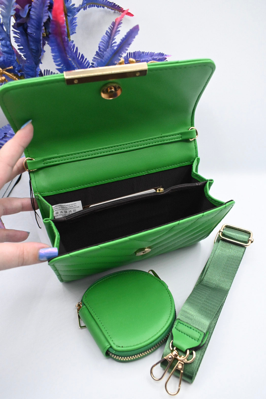 STRIPE SCHOUDERTAS | GROEN