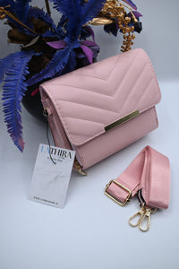 STRIPE SCHOUDERTAS | ROZE