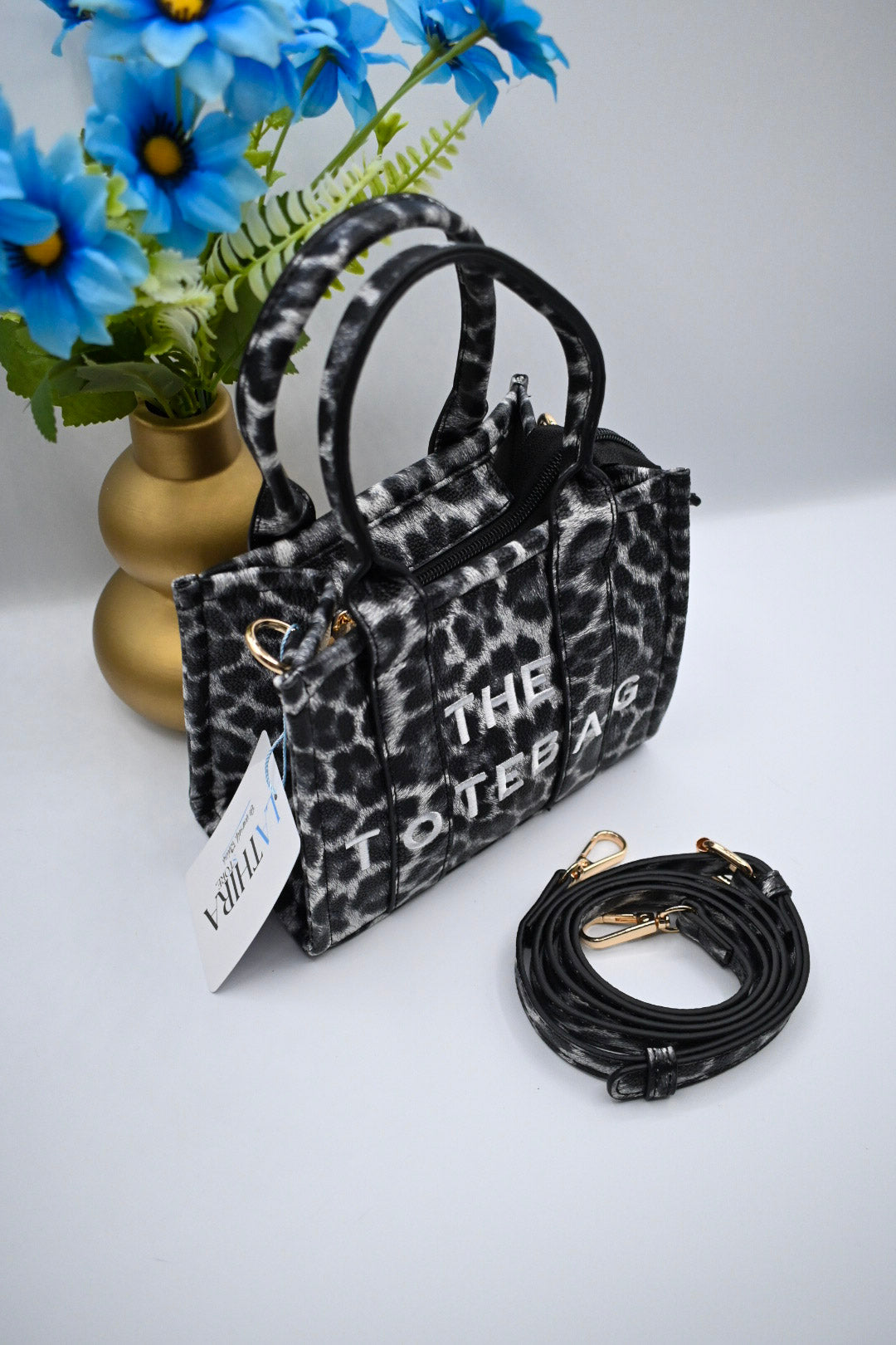 TOTE BAG MINI | LEOPARD ZWART