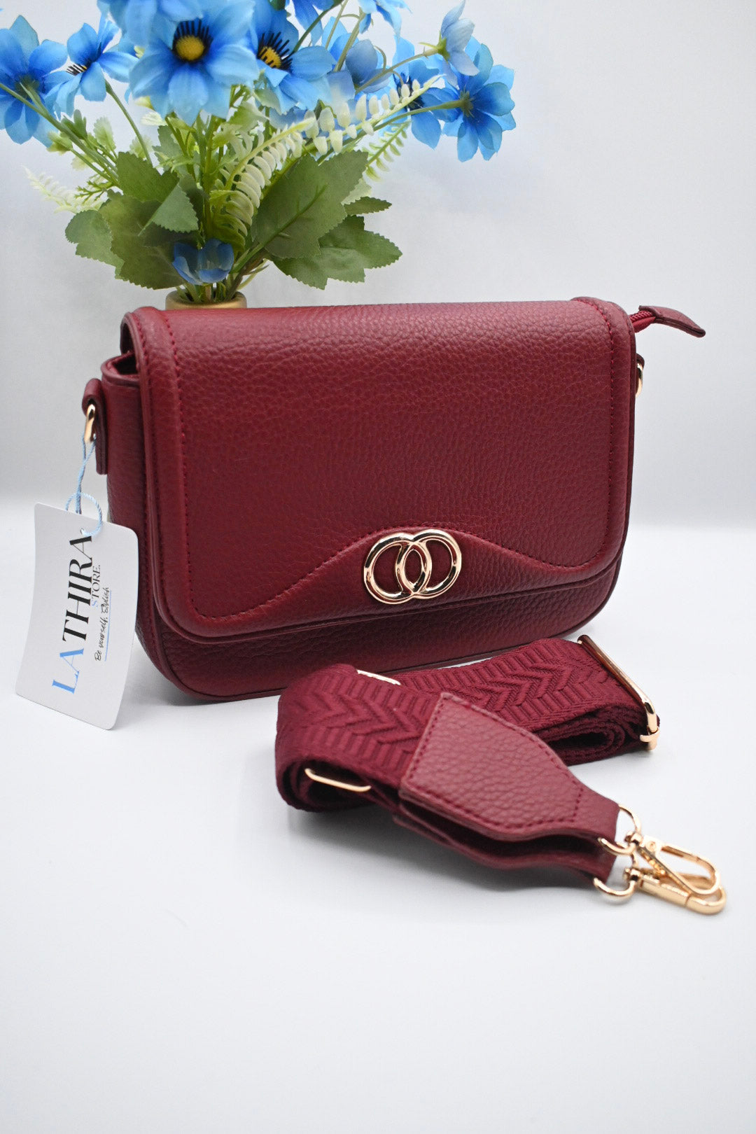 Emma schoudertas dames burgundy bordeau kunstleer, Lathira Store