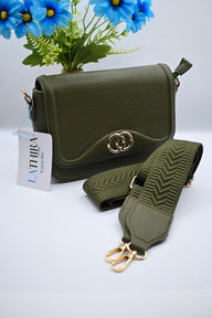 Emma schoudertas dames groen kunstleer, Lathira Store