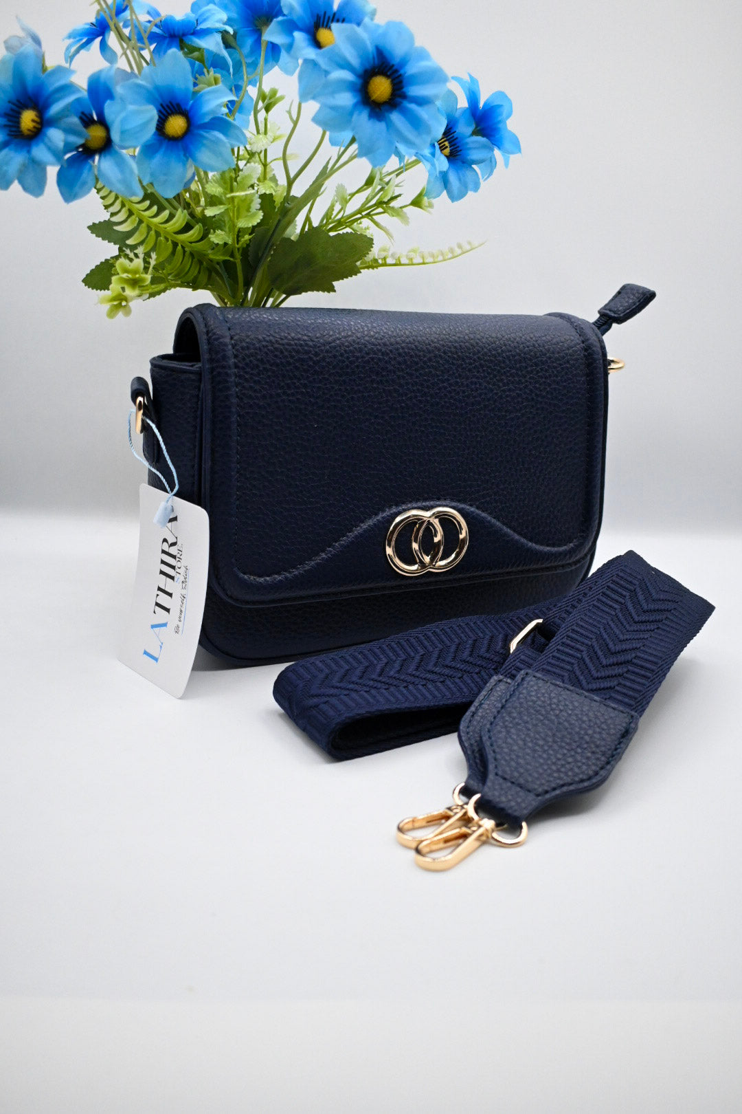 Emma schoudertas dames marine blauw kunstleer, Lathira Store