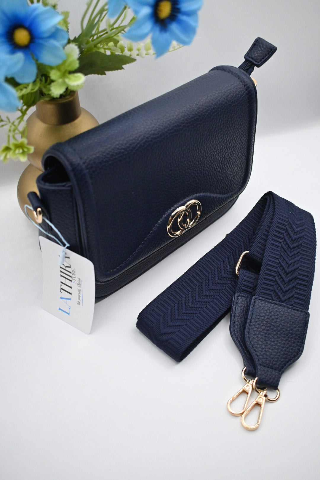 Emma schoudertas dames marine blauw kunstleer, Lathira Store