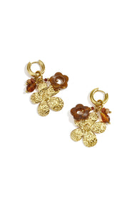 FLOWER OORBELLEN | BRUIN/GOUD