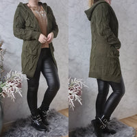 Vest gebreid capuchon | Khaki