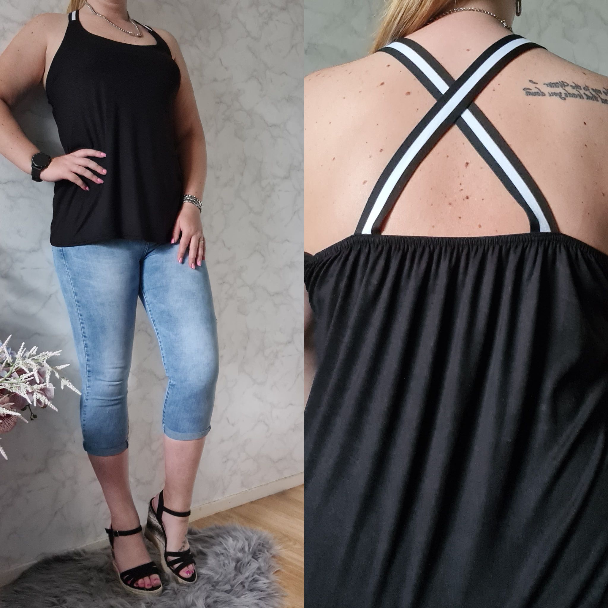 Halter top kruis | zwart