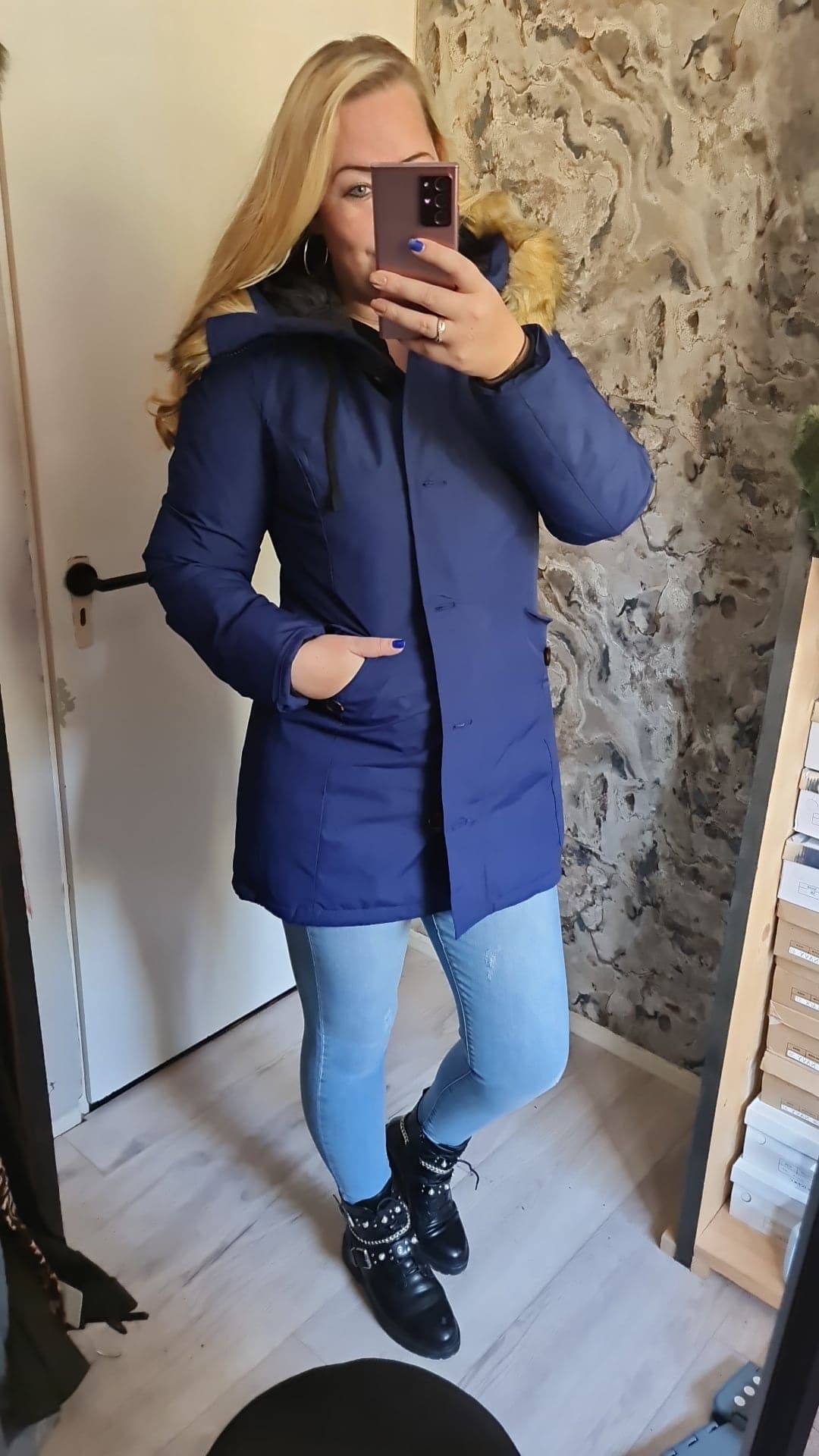 Cherry parka jas | blauw