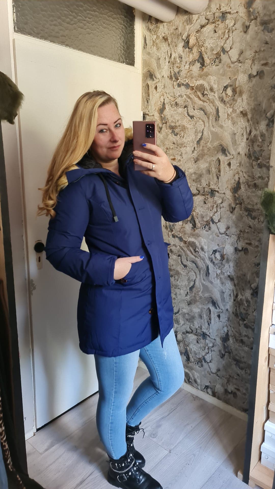 Cherry parka jas | blauw