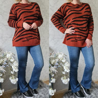 ZEBRA-PULLOVER LANG | ROSTBRAUN