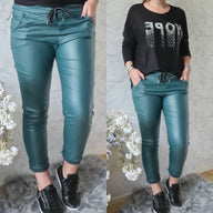 LEATHER LOOK PANTS | PETROL